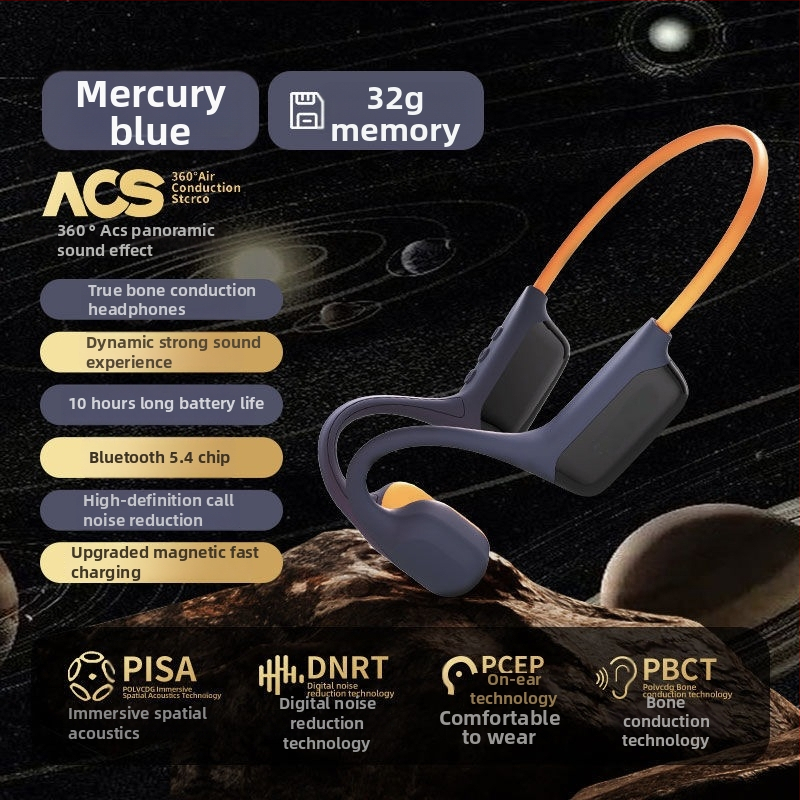 Căști Bluetooth cu conductivitate osoasă S10, IPX8 rezistente la apă, peste 8 ore autonomie, Bluetooth 5.4, afișaj digital