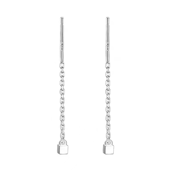 Uniszex fülbevaló 925-ös ezüstből, geometriai négyzet mintával