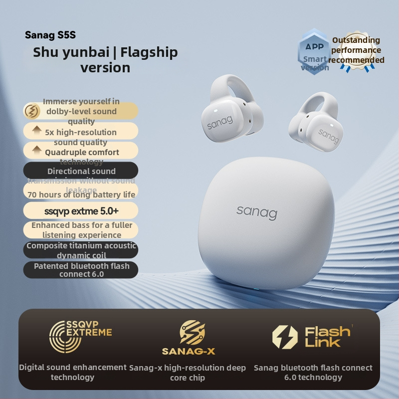 Sena S5S Bluetooth slúchadlo s klipom na ucho, kostná vodivosť, otvorené uši, dosah 10 m, Bluetooth 5.3, 4–8 h batérie