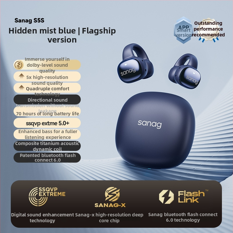Sena S5S Bluetooth slúchadlo s klipom na ucho, kostná vodivosť, otvorené uši, dosah 10 m, Bluetooth 5.3, 4–8 h batérie