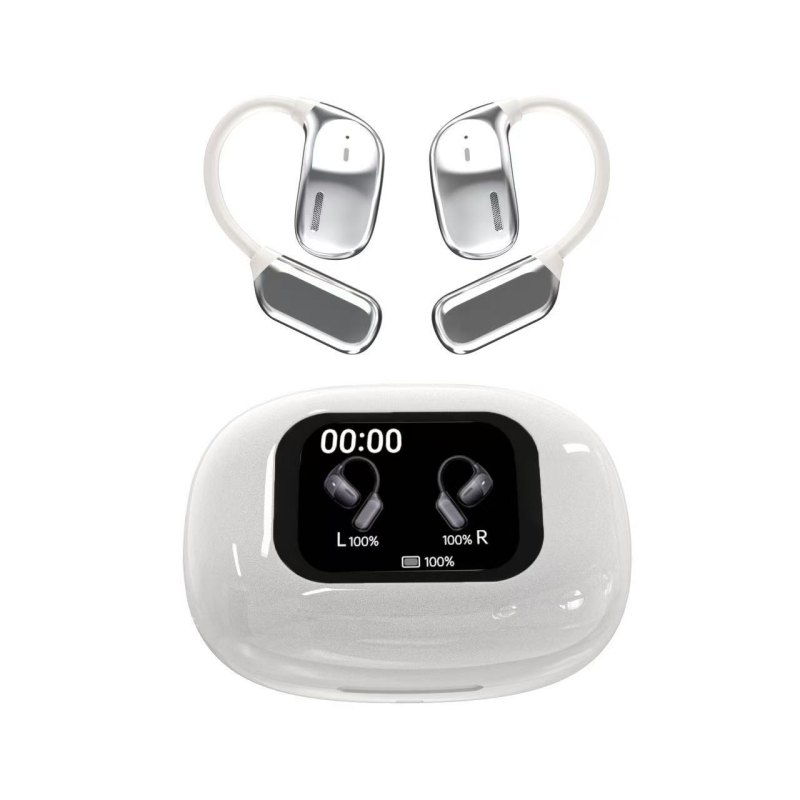 Bežične Bluetooth slušalice za uho s digitalnim zaslonom, Bluetooth 5.4, domet 15 m, vodootporne, trajanje baterije 4–8 h