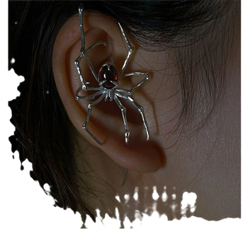 Cercei punk cu cârlig de ureche în formă de păianjen și clips pentru osul urechii, cristale din rășină
