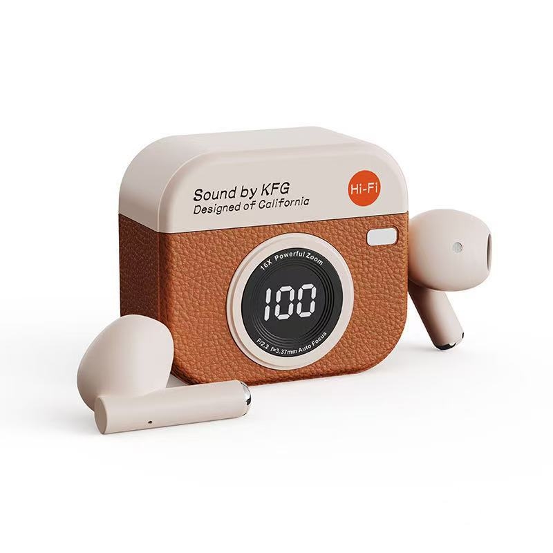 Q86 bežične Bluetooth slušalice u retro stilu kamere, futrola s digitalnim zaslonom, duga trajanje baterije, privatni model iz serije Q