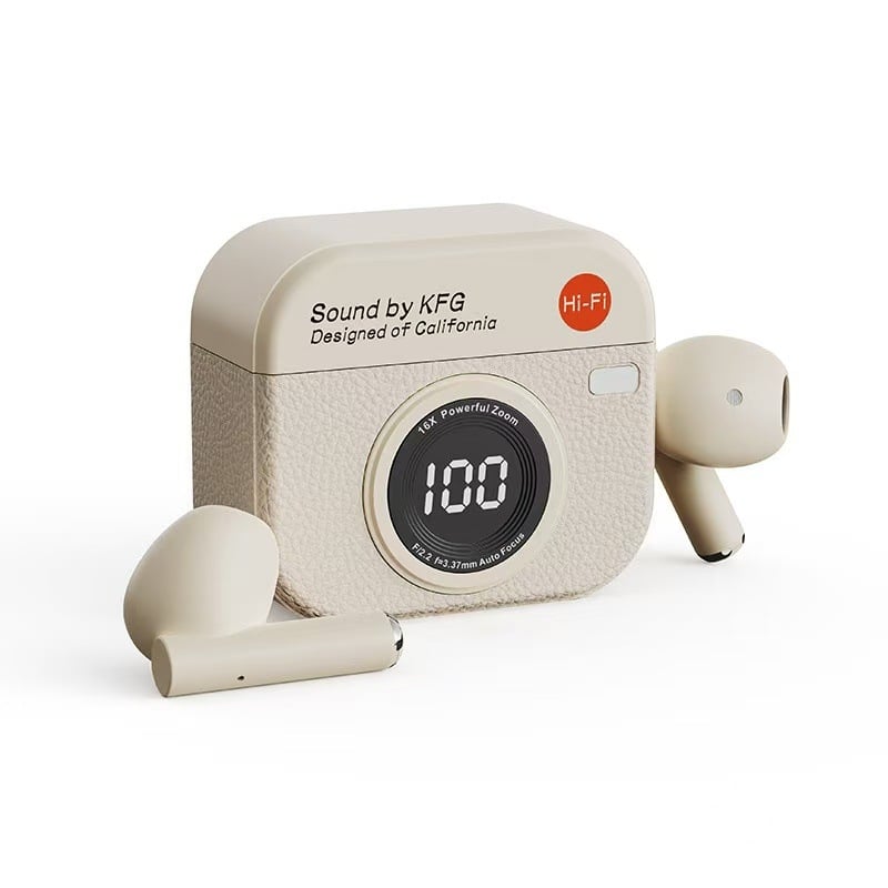 Q86 bežične Bluetooth slušalice u retro stilu kamere, futrola s digitalnim zaslonom, duga trajanje baterije, privatni model iz serije Q