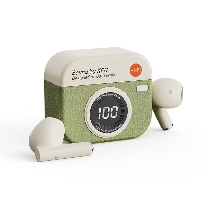 Q86 bežične Bluetooth slušalice u retro stilu kamere, futrola s digitalnim zaslonom, duga trajanje baterije, privatni model iz serije Q
