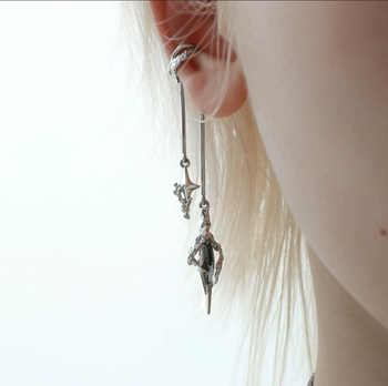 Cercei cu cârlig pentru ureche - fără piercing, clipsuri pentru osul urechii, aliaj, electroplacare, ambalaj individual