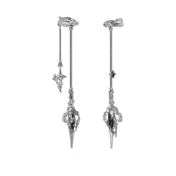 Cercei cu cârlig pentru ureche - fără piercing, clipsuri pentru osul urechii, aliaj, electroplacare, ambalaj individual