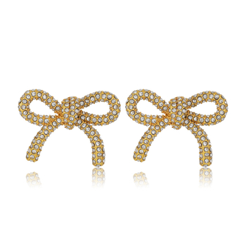 Ruolong Jewelry Naušnice od nehrđajućeg čelika u obliku mašne, PVD zlatno premazane, lagani luksuz