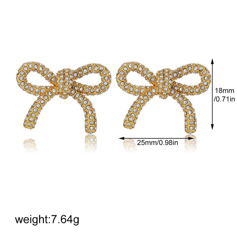 Ruolong Jewelry Naušnice od nehrđajućeg čelika u obliku mašne, PVD zlatno premazane, lagani luksuz