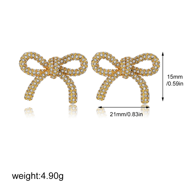 Ruolong Jewelry Naušnice od nehrđajućeg čelika u obliku mašne, PVD zlatno premazane, lagani luksuz