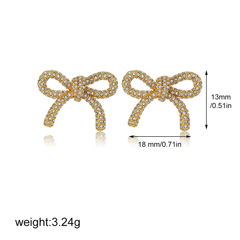 Ruolong Jewelry Naušnice od nehrđajućeg čelika u obliku mašne, PVD zlatno premazane, lagani luksuz