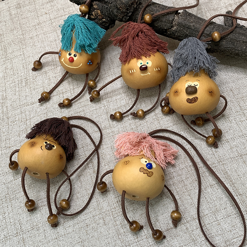 Drveni privjesak za ključeve s gravurom tikve, kineski stil, izlazak jeseni 2025