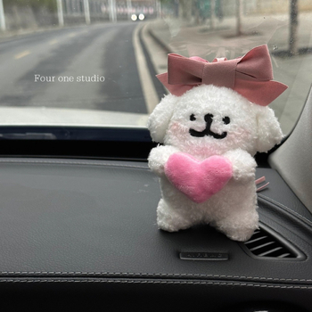 Βελούδινο κρεμαστό αυτοκινήτου με χαριτωμένο κουτάβι, στυλ καρτούν, εσωτερική διακόσμηση αυτοκινήτου, κρεμαστό για τον πίσω καθρέφτη