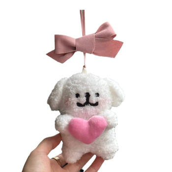 Βελούδινο κρεμαστό αυτοκινήτου με χαριτωμένο κουτάβι, στυλ καρτούν, εσωτερική διακόσμηση αυτοκινήτου, κρεμαστό για τον πίσω καθρέφτη