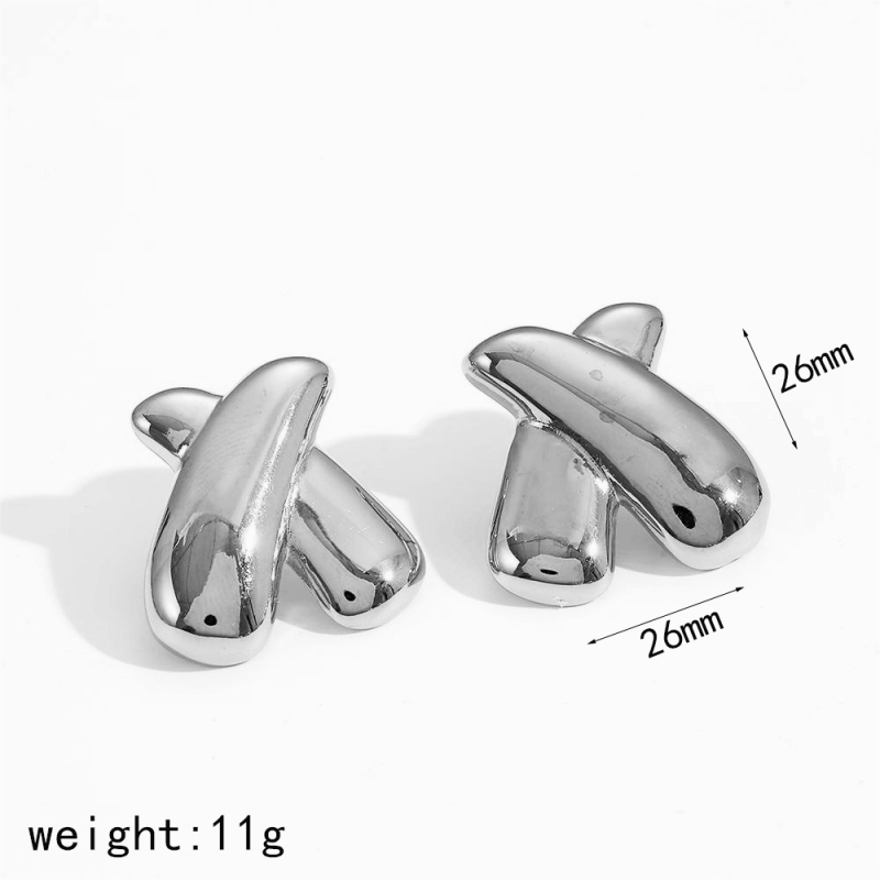 Naušnice od nehrđajućeg čelika s geometrijskim X-oblikom i tekstualnim elementima, s 18K premazom – Star Realm