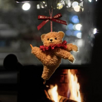 Ξύλινο αρκουδάκι για αυτοκίνητο, διακόσμηση εσωτερικού αυτοκινήτου σε στυλ καρτούν