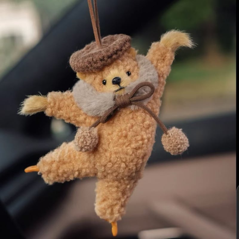 Ξύλινο αρκουδάκι για αυτοκίνητο, διακόσμηση εσωτερικού αυτοκινήτου σε στυλ καρτούν