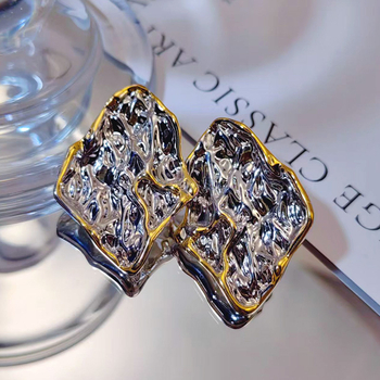 Naušnice od bakra, oblici vala i romba, galvanizirani premaz, lagani luksuzni stil za žene.