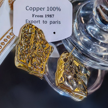 Naušnice od bakra, oblici vala i romba, galvanizirani premaz, lagani luksuzni stil za žene.