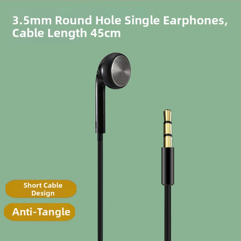 Vstavané káblové slúchadlá do uší, jednostranné krátke káble, 3,5 mm konektor, 13 mm menič, 16 Ω, 20–20000 Hz