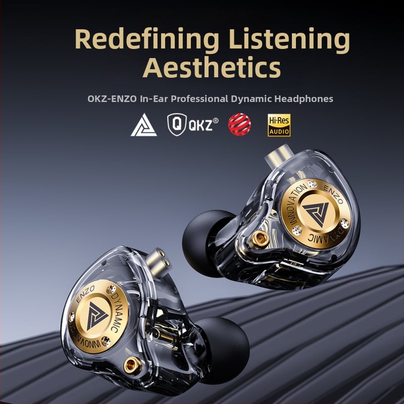 QKZ Enzo Pro spēļu vadu ausu austiņas ar mikrofonu, In-ear dizains, kustīgs spoles draiveris, 1.2 m maināmais kabelis
