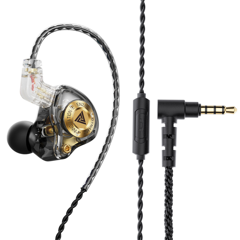 QKZ Enzo Pro spēļu vadu ausu austiņas ar mikrofonu, In-ear dizains, kustīgs spoles draiveris, 1.2 m maināmais kabelis