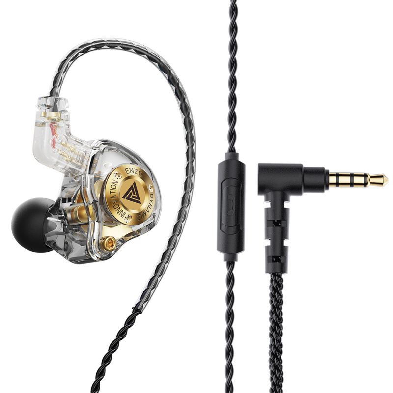 QKZ Enzo Pro spēļu vadu ausu austiņas ar mikrofonu, In-ear dizains, kustīgs spoles draiveris, 1.2 m maināmais kabelis