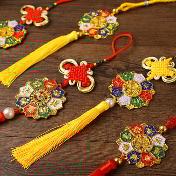 Autóhoz való függő dekoráció kínai csomóval, ötvözet, retro stílus, finom kidolgozás