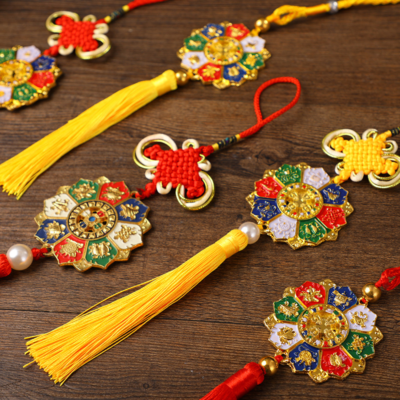 Autóhoz való függő dekoráció kínai csomóval, ötvözet, retro stílus, finom kidolgozás