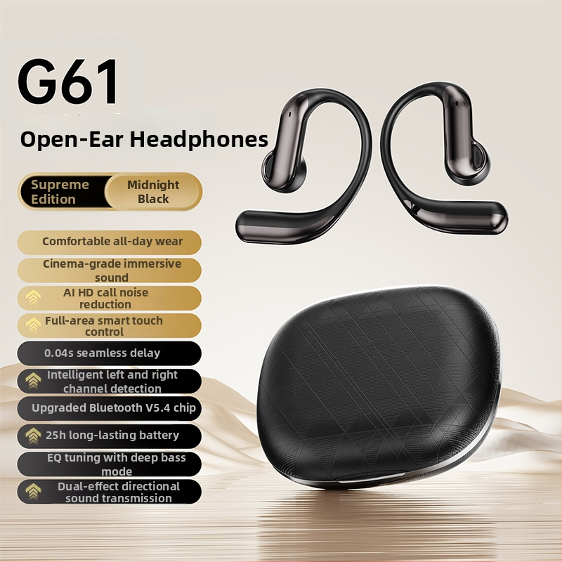 G61 căști TWS cu clips, Bluetooth 5.4, IPX4 rezistente la apă, peste 8 ore baterie, latență scăzută pentru jocuri, stereo