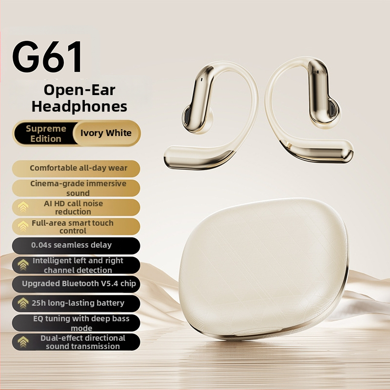 G61 căști TWS cu clips, Bluetooth 5.4, IPX4 rezistente la apă, peste 8 ore baterie, latență scăzută pentru jocuri, stereo