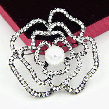 Брошка от сплав, унисекс стил, флорална украса, електроплакирана повърхност, идеална за подарък.