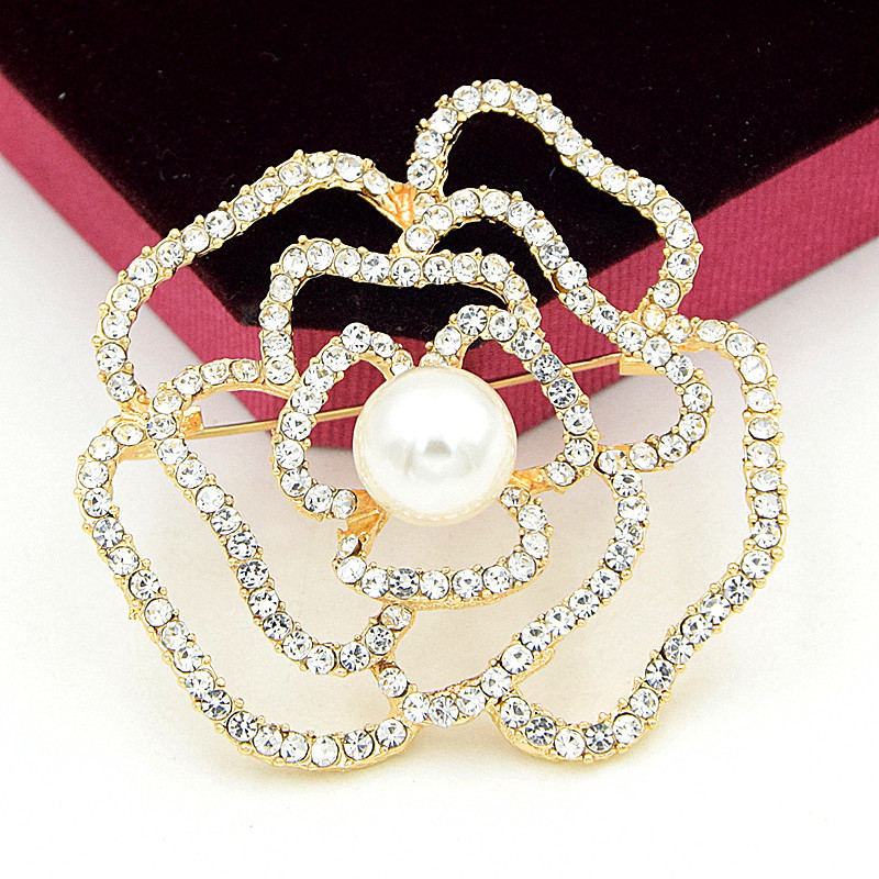 Брошка от сплав, унисекс стил, флорална украса, електроплакирана повърхност, идеална за подарък.