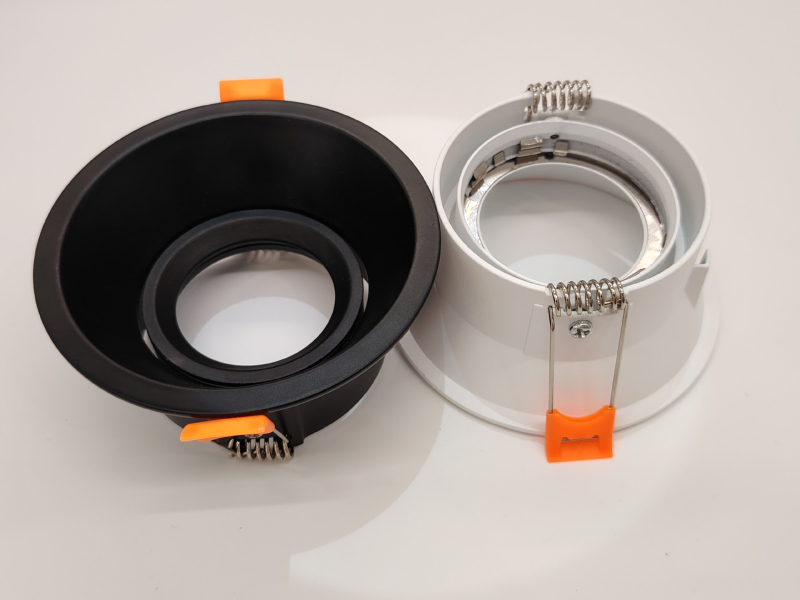 LED mennyezeti ház alumínium kivitel MR16/GU10 beépített készlettel, fém kivitel, polírozott és porfestett felület, modell 91 dupla gyűrű, lakossági és kereskedelmi felhasználásra