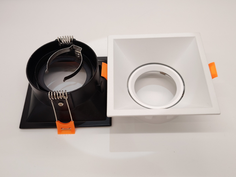 LED mennyezeti ház alumínium kivitel MR16/GU10 beépített készlettel, fém kivitel, polírozott és porfestett felület, modell 91 dupla gyűrű, lakossági és kereskedelmi felhasználásra