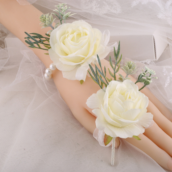 Сватбен корсаж за главен шафер и шаферки – корейски стил, плат, 5×10 cm, възможност за персонализация