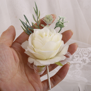 Сватбен корсаж за главен шафер и шаферки – корейски стил, плат, 5×10 cm, възможност за персонализация