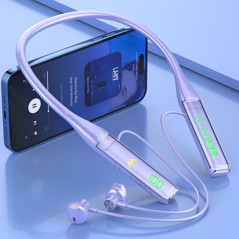 Căști Bluetooth cu bandă pentru gât, anulare zgomot, autonomie lungă și redare muzică pentru sport (Bluetooth 5.0; design pe gât; autonomie >8 ore; rezistente la apă; redare muzică)