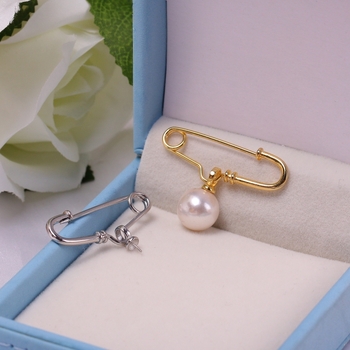 Брошка с перлена висулка – медно покрита с 18K златно финиш, U‑образен щифт, DIY аксесоар за бижута, двойно използване