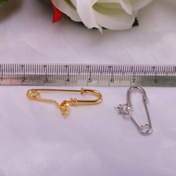 Брошка с перлена висулка – медно покрита с 18K златно финиш, U‑образен щифт, DIY аксесоар за бижута, двойно използване