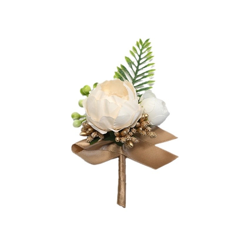 Горски стил сватбен корсаж - изкуствен лентов корсаж за шафери, шаферки, баща и майка