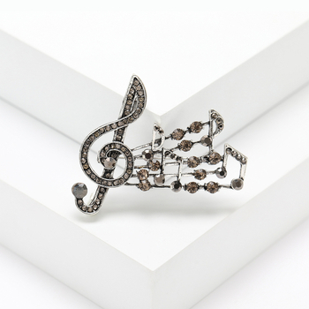 Брошка с музикална нота от сплав Berry Jewelry, дамски OL стил, декоративна брошка, диамантено покритие