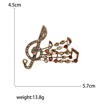 Брошка с музикална нота от сплав Berry Jewelry, дамски OL стил, декоративна брошка, диамантено покритие