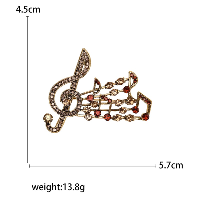 Брошка с музикална нота от сплав Berry Jewelry, дамски OL стил, декоративна брошка, диамантено покритие