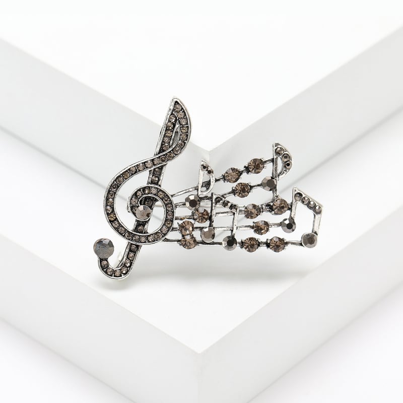 Брошка с музикална нота от сплав Berry Jewelry, дамски OL стил, декоративна брошка, диамантено покритие