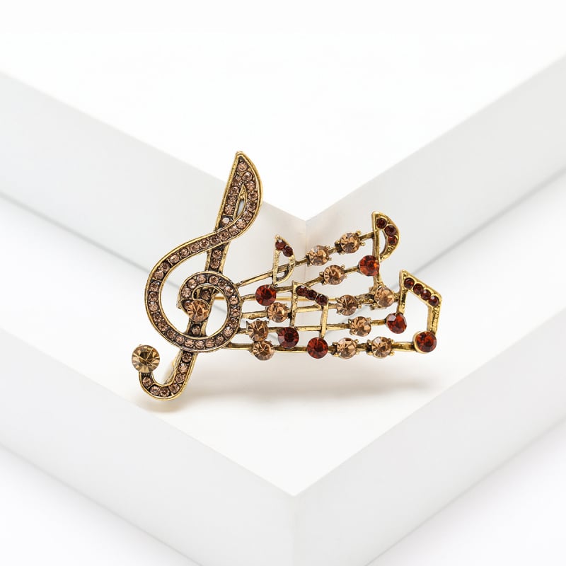 Брошка с музикална нота от сплав Berry Jewelry, дамски OL стил, декоративна брошка, диамантено покритие