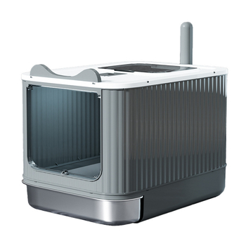 Macskaalomtál fém és műanyag, teljesen zárt, szagtalanító, fröccsenés elleni védelem