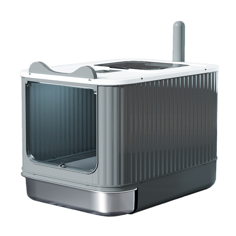 Macskaalomtál fém és műanyag, teljesen zárt, szagtalanító, fröccsenés elleni védelem