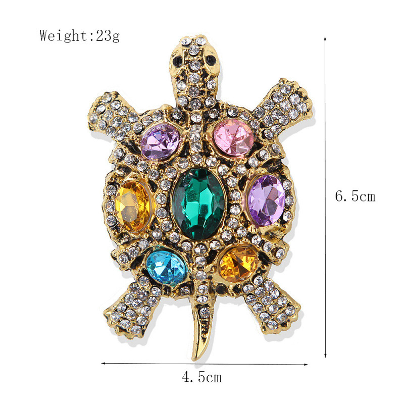 Brosa s Kornjačom s dijamantima – legura, INS stil, oblik životinje, otisak, multifunkcionalno, unisex