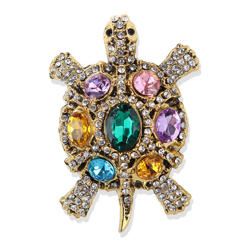 Brosa s Kornjačom s dijamantima – legura, INS stil, oblik životinje, otisak, multifunkcionalno, unisex